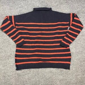 Madewell Striped Turtleneck Sweater Wool Alpaca Blend Navy Orange XS‎